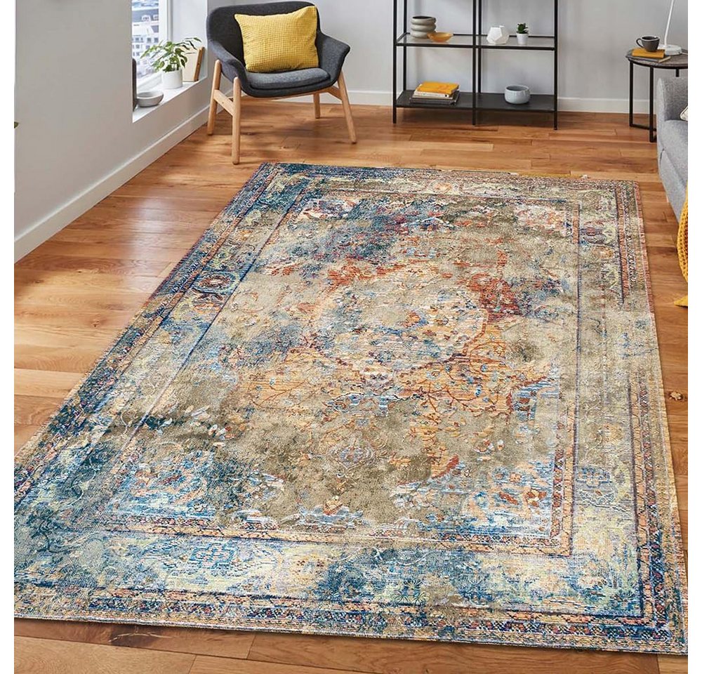 Bamyum Teppich Landon Teppich mit ChenilleDruck, Waschbarer, Antibakteriell Teppich, Höhe: 80 mm, Einzelstück