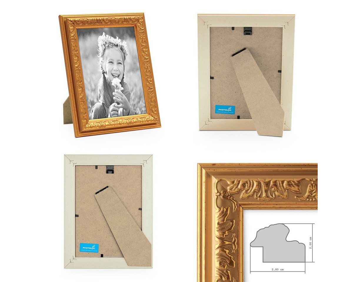 PHOTOLINI Bilderrahmen 2er Set Kunststoff-Rahmen im nostalgischen Ornament-Design