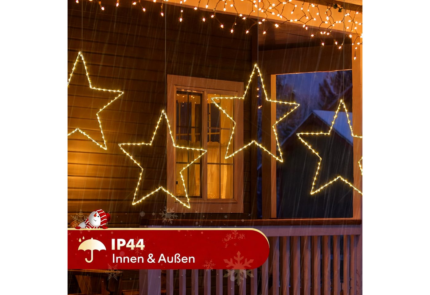 Quntis LED-Lichterkette Led weihnachtsdeko für fenster, innen/außen, weihnachtsstern, weihnachtsstern 50CM Led Stern mit Timer Memory Funktion Dekoration Bild 4
