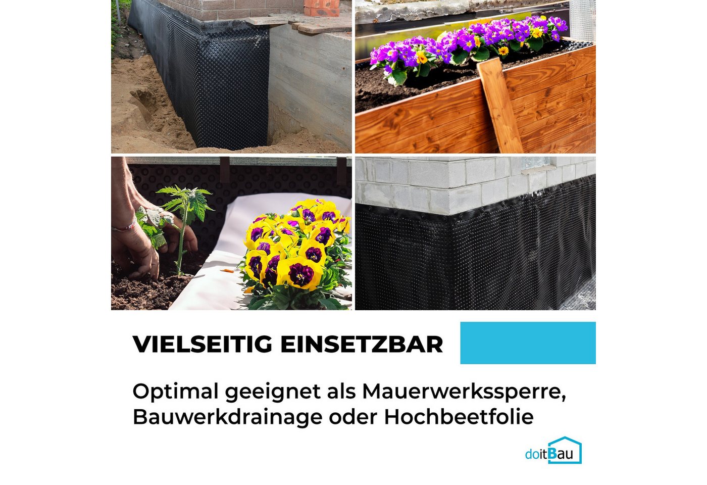 doitBau Baufolie doitBau Noppenbahn mit Drainagevlies 1m x 15m, (1-St) Bild 2