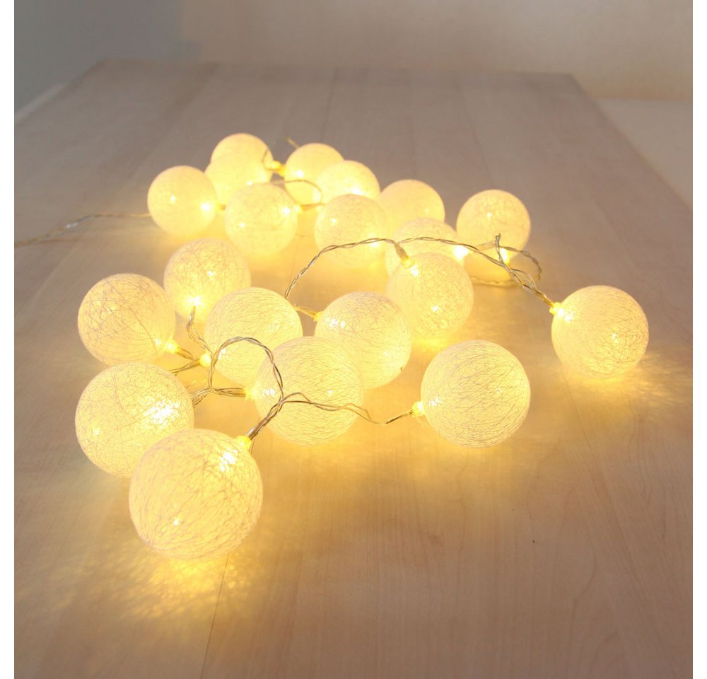 GLOBO LIGHTING Dekolicht, LED-Leuchtmittel fest verbaut, Warmweiß, 20er LED Lichterkette Geflecht Kugel Weihnachts Lampen Baumwolle X-MAS Bild 3