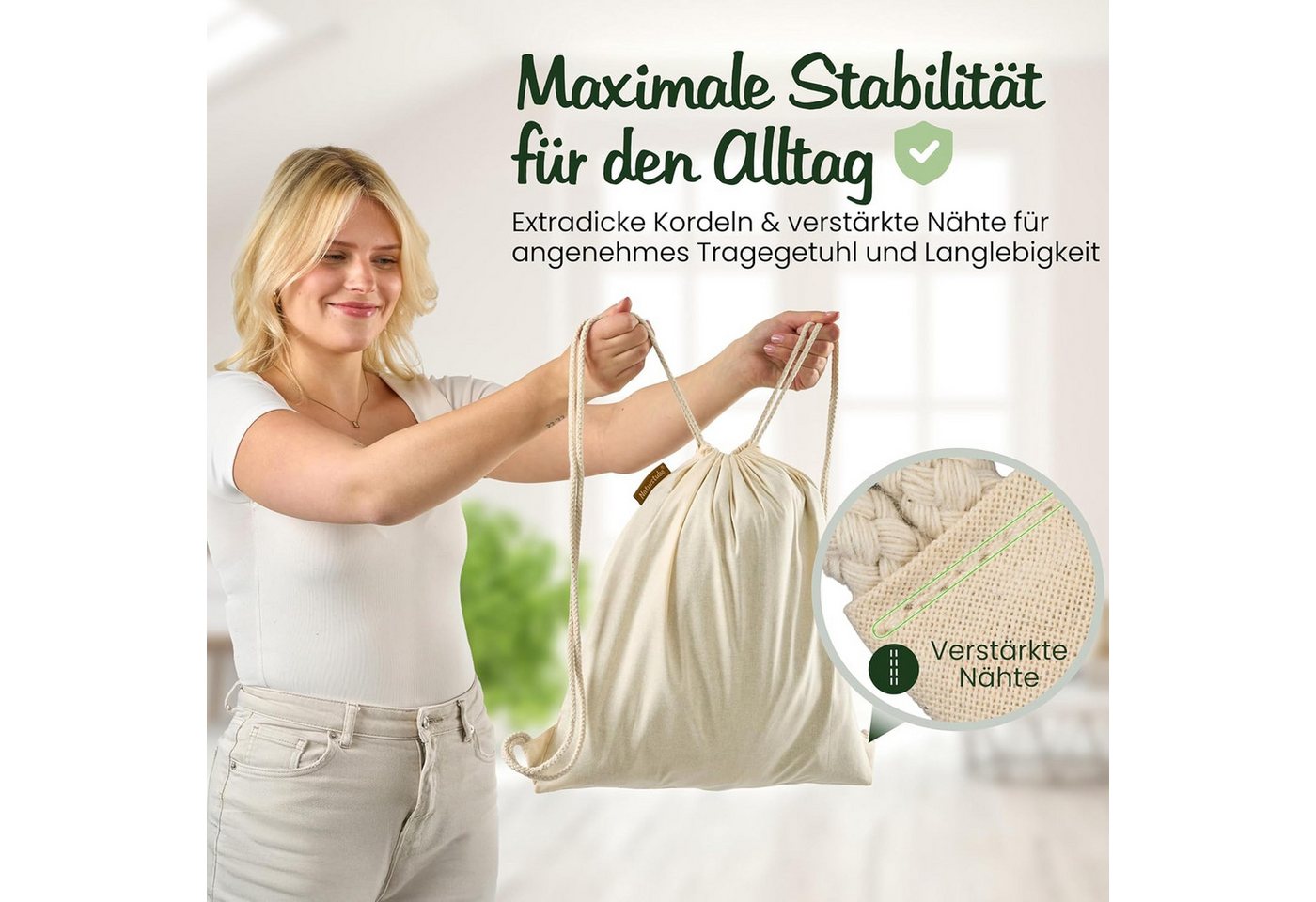 Naturstube Bastelkalender Baumwoll Turnbeutel natur Sportbeutel Zuziehbeutel Bild 4