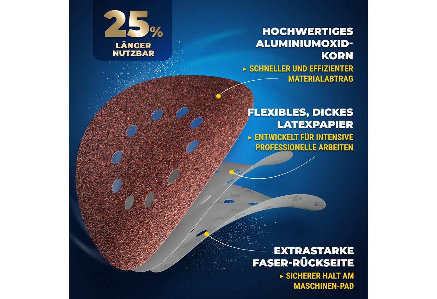 S&R Schleifpapier S&R Schleifpapier 225mm Klett P80, 10 Loch, Schleifgiraffe, 30-tlg, (Set, 10 St), für Exzenterschleifer & Langhalsschleifer für Wand, Decke, Gipskarton Bild 2
