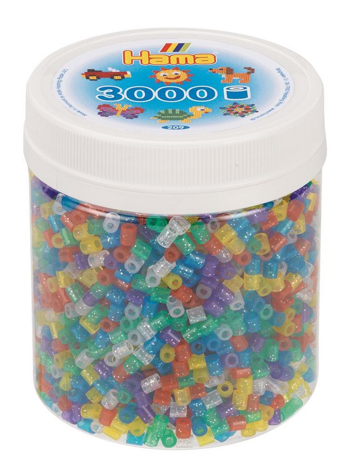 Hama Perlen Bügelperlen Hama Dose mit 3000 Midi-Bügelperlen Glitter Mix 54