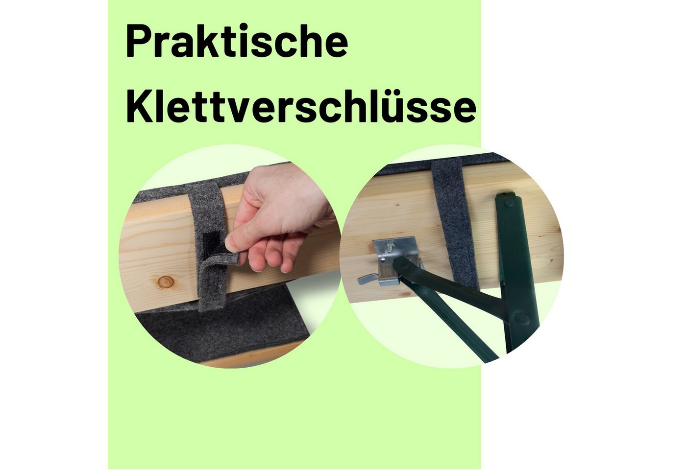 Sensalux Bankauflage Bierbankauflage + Rückenpolster, (2er Set, Bank: Grau-Grau, Rücken: Grau-Grau, 4 St., Länge: 120cm Bank: Grau-Grau, Rücken: Grau-Grau), Schnelles einfaches Anbringen, Flexibel einsetzbar, Klettverschluss Bild 3