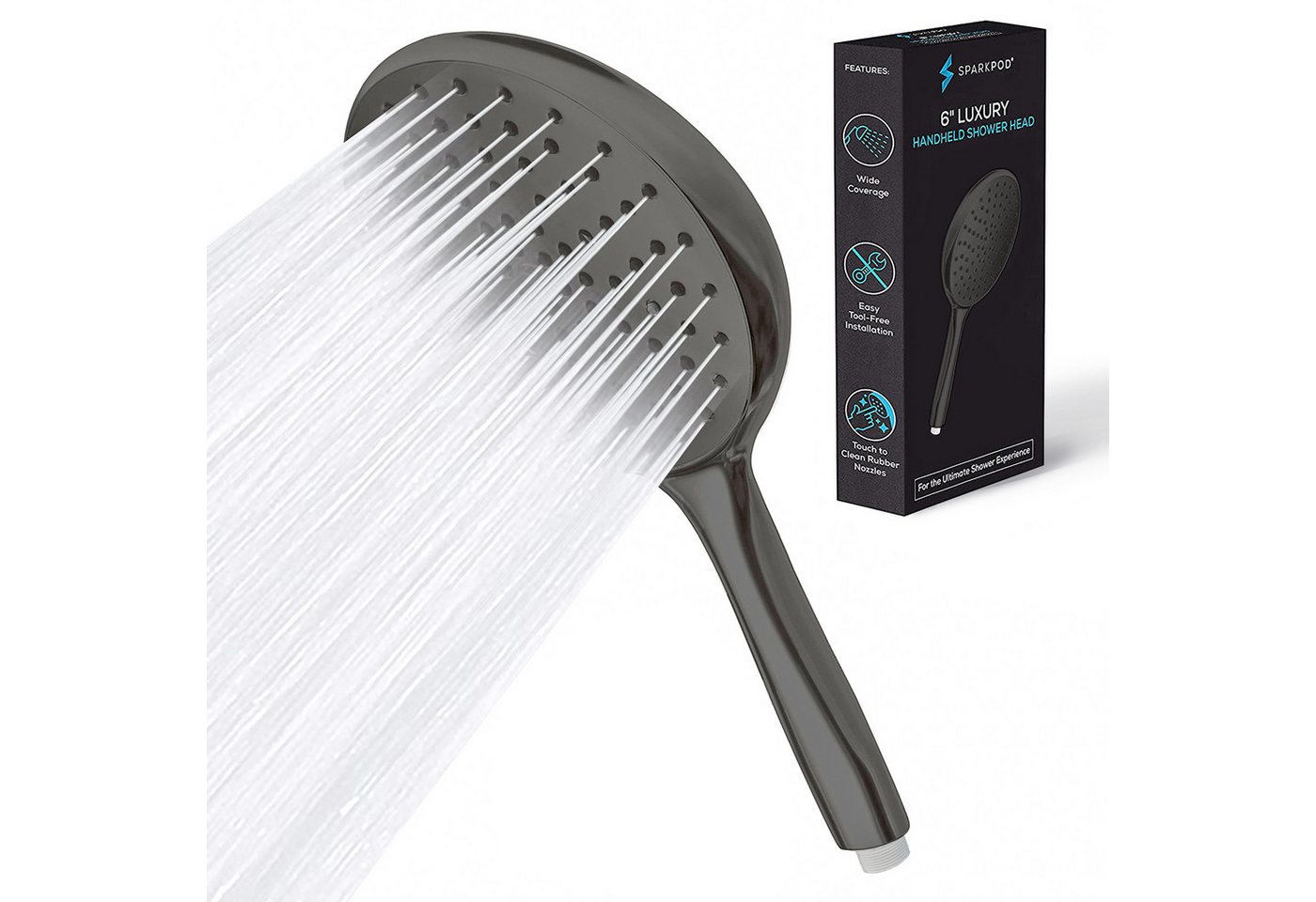 sparkpod Handbrause XXL Regendusche Hochdruck Handbrause 6 Strahlarten Bronze, (Vintage-Design mit modernster Hochdrucktechnologie für entspannende Duschen, 4-tlg., Rustikale Regendusche mit Hochdruckleistung und großem Duschkopf), Elegante Ölgeriebene Bronze-Beschichtung für rustikales Design