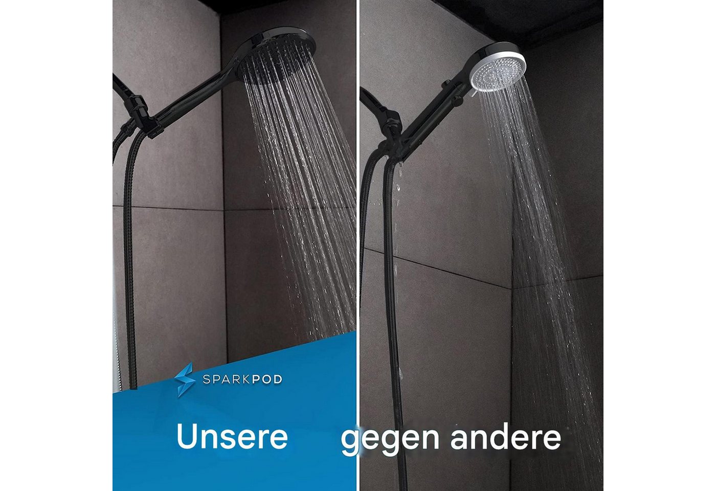 sparkpod Handbrause XXL Regendusche Hochdruck Handbrause 6 Strahlarten Bronze, (Vintage-Design mit modernster Hochdrucktechnologie für entspannende Duschen, 4-tlg., Rustikale Regendusche mit Hochdruckleistung und großem Duschkopf), Elegante Ölgeriebene Bronze-Beschichtung für rustikales Design Bild 3
