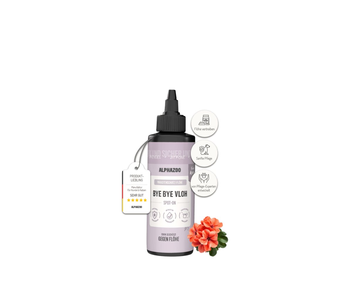 ALPHAZOO Insektenspray ByeByeVloh Spot-On für Katzen 100 ml, 100 ml, 1-St., Flohmittel gegen Flöhe & Juckreiz, Anti Floh Spot On gegen Flöhe, Flohmittel für Freigänger Bild 2