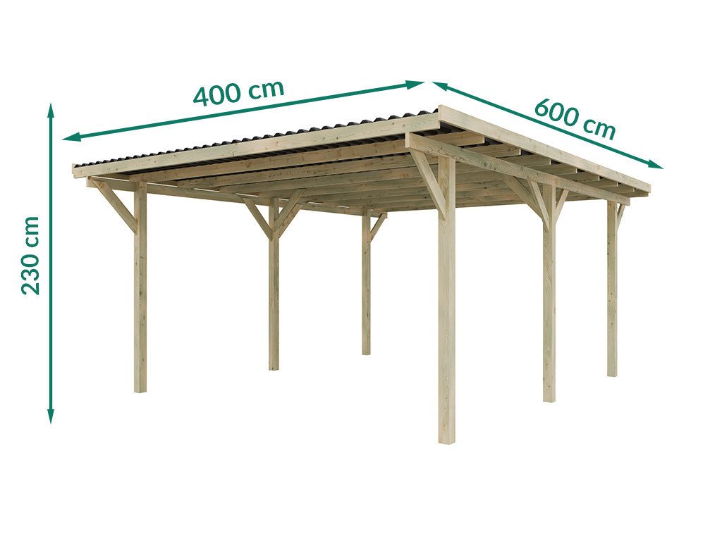 Woodtex Gartenhaus WOODTEX Carport, BxT: 400x600 cm, Geräteschuppen aus Holz mit Flachdach, wetterfest & imprägniert Bild 5