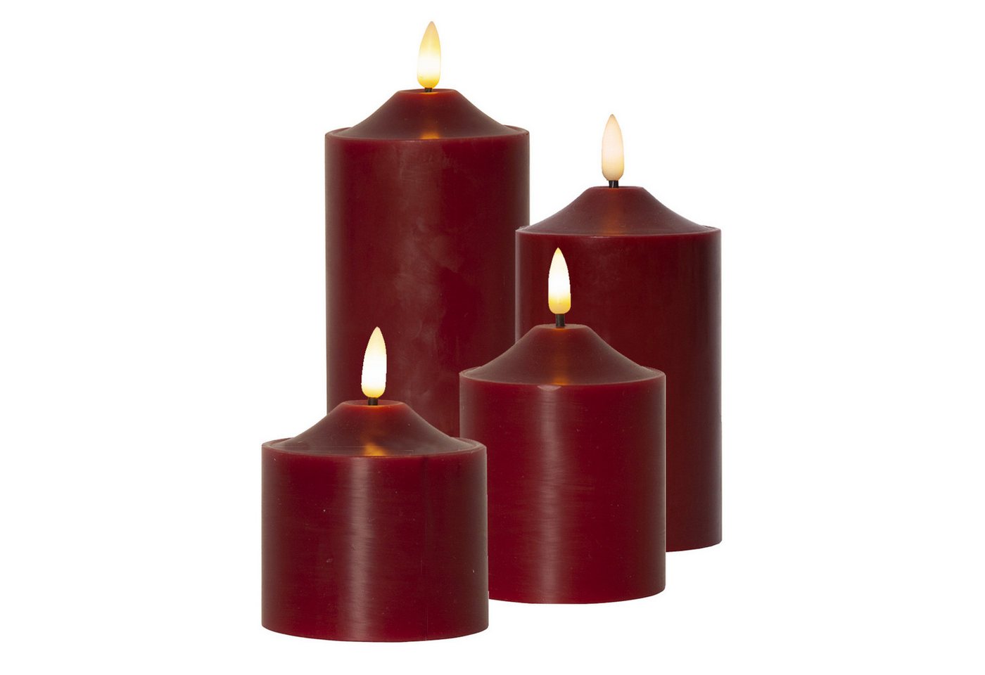 MARELIDA LED-Kerze LED Kerzenset Adventskerzen Weihnachten flackernd 4 Größen Timer rot, LED Classic, warmweiß (2100K bis 3000K) Bild 2