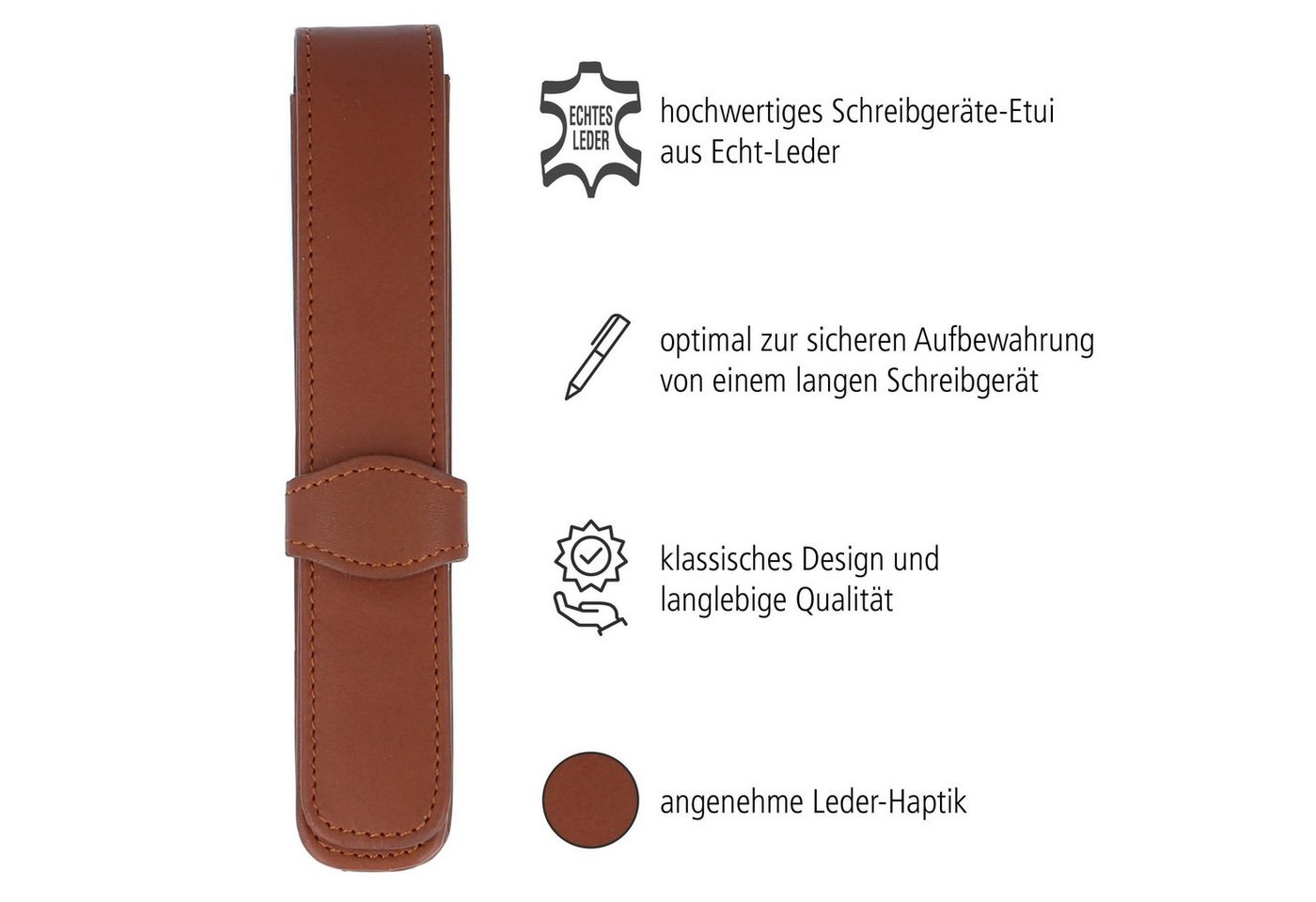 Online Pen Schreibgeräteetui Lederetui, (hochwertiges Füller-Etui), Stifte-Mäppchen aus Echtleder