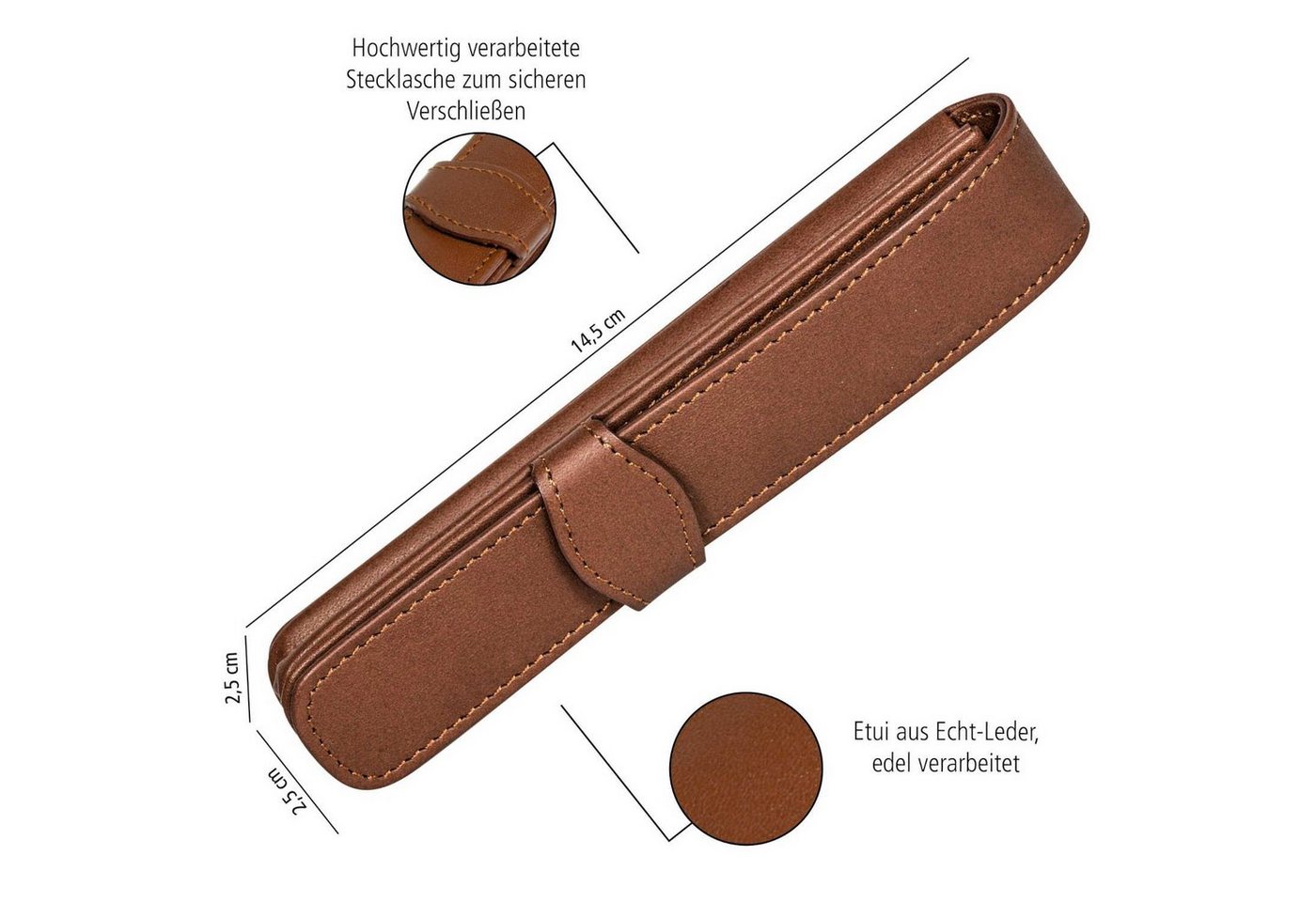 Online Pen Schreibgeräteetui Lederetui, (hochwertiges Füller-Etui), Stifte-Mäppchen aus Echtleder Bild 2