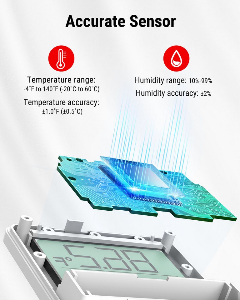 ThermoPro Hygrometer TP357 Bluetooth Thermo-Hygrometer, (1-St), Bluetooth-Thermo-Hygrometer mit App, 80 m Reichweite, Alarm Bild 3
