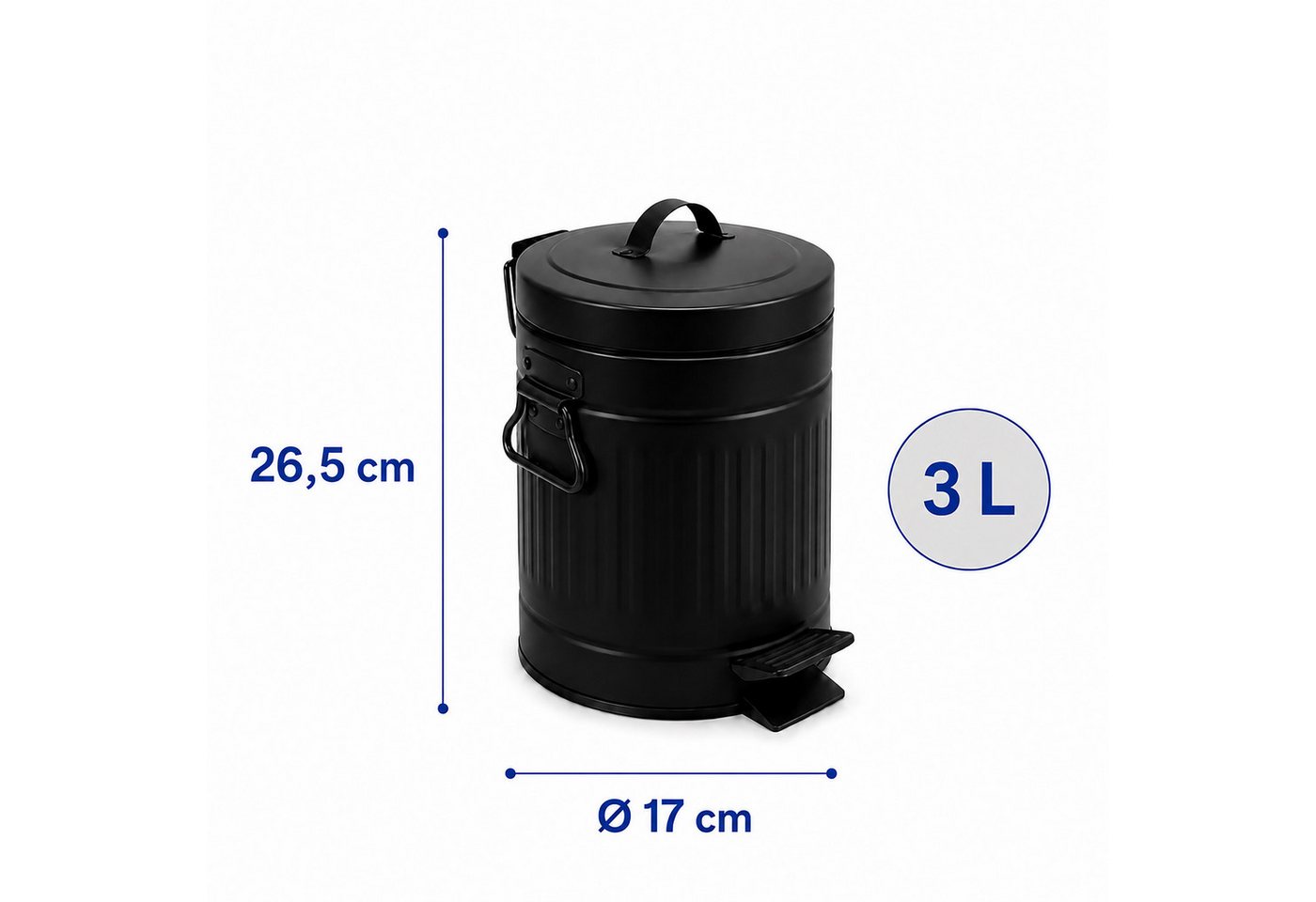 relaxdays Kosmetikeimer Retro Kosmetikeimer 3 Liter, schwarz Bild 3