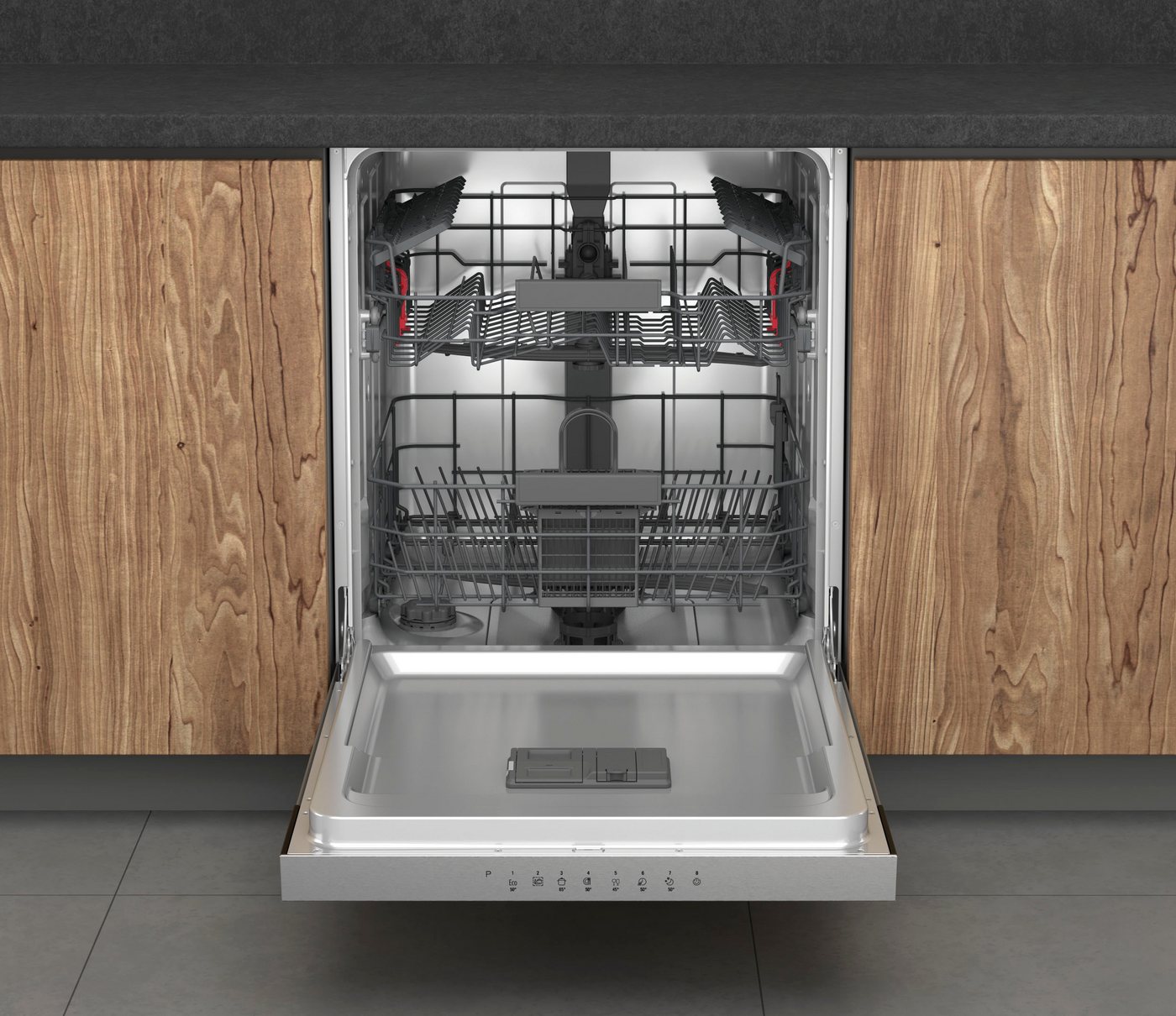 BAUKNECHT teilintegrierbarer Geschirrspüler OBBC Ecostar2 5320, 8,9 l, 14 Maßgedecke, ActiveDry – automatische Türöffnung für bessere Trockungsergebnisse