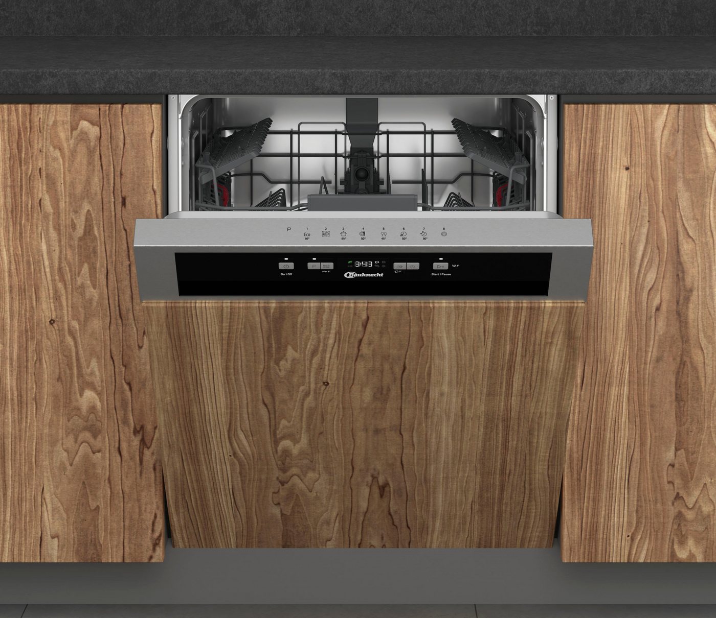 BAUKNECHT teilintegrierbarer Geschirrspüler OBBC Ecostar2 5320, 8,9 l, 14 Maßgedecke, ActiveDry – automatische Türöffnung für bessere Trockungsergebnisse Bild 3