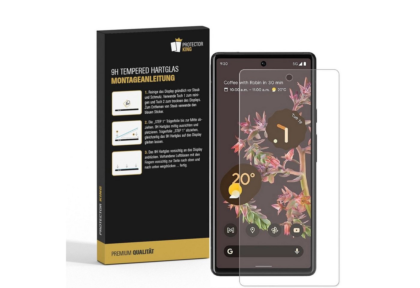 Protectorking Schutzfolie 2x 9H Panzerglas für Google Pixel 6 Displayschutz Panzerfolie Hartglas, (2-Stück), Displayschutzglas, Schutzglas Echtglas Tempered 9H Härte HD-KLAR