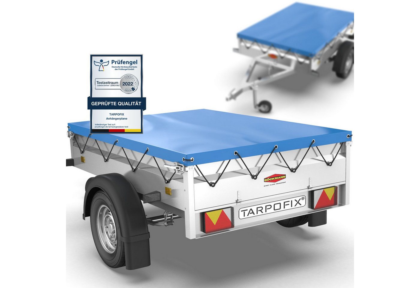 Tarpofix® Schutzplane Tarpofix Anhängerplane 209x115 cm & 209x134 cm PVC Abdeckplane, Flachplane 209x115 cm, Blau, PVC wasserdicht Bild 4