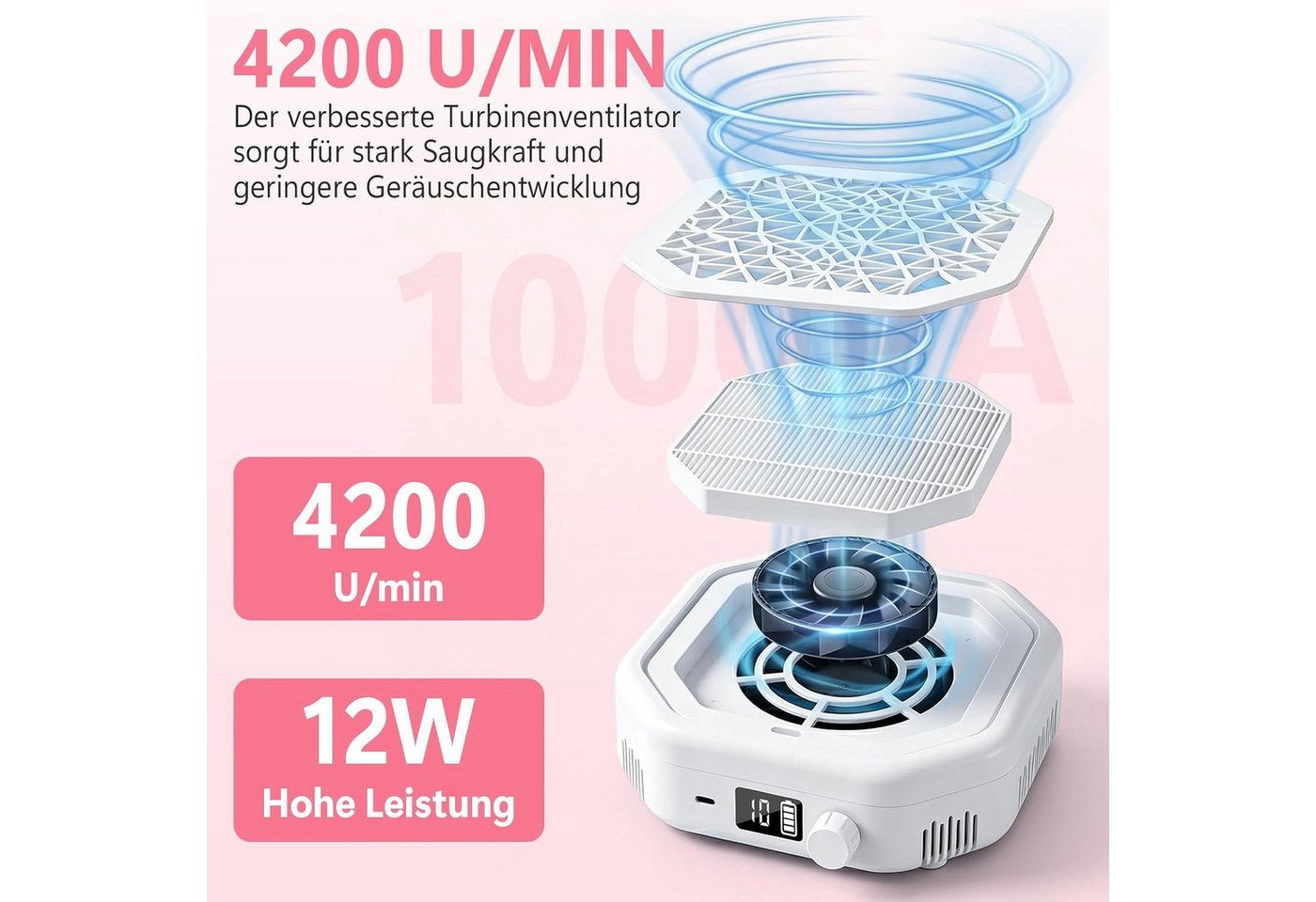 inschimmer Maniküre-Pediküre-Set Nagelstaubsammler 4200RPM 10 Saugmodi Nagelstaubsauger für Maniküre Bild 2