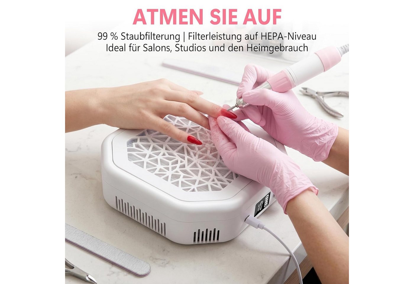 inschimmer Maniküre-Pediküre-Set Nagelstaubsammler 4200RPM 10 Saugmodi Nagelstaubsauger für Maniküre Bild 4