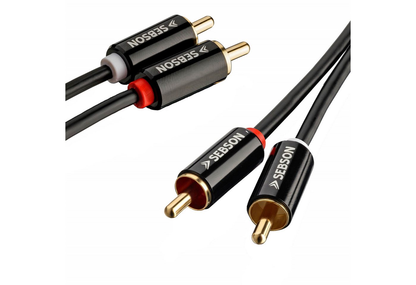 SEBSON Cinch Kabel 3m - 2x Chinch zu 2x Cinch Stecker RCA - AUX Audio Kabel Optisches-Kabel, (300 cm)