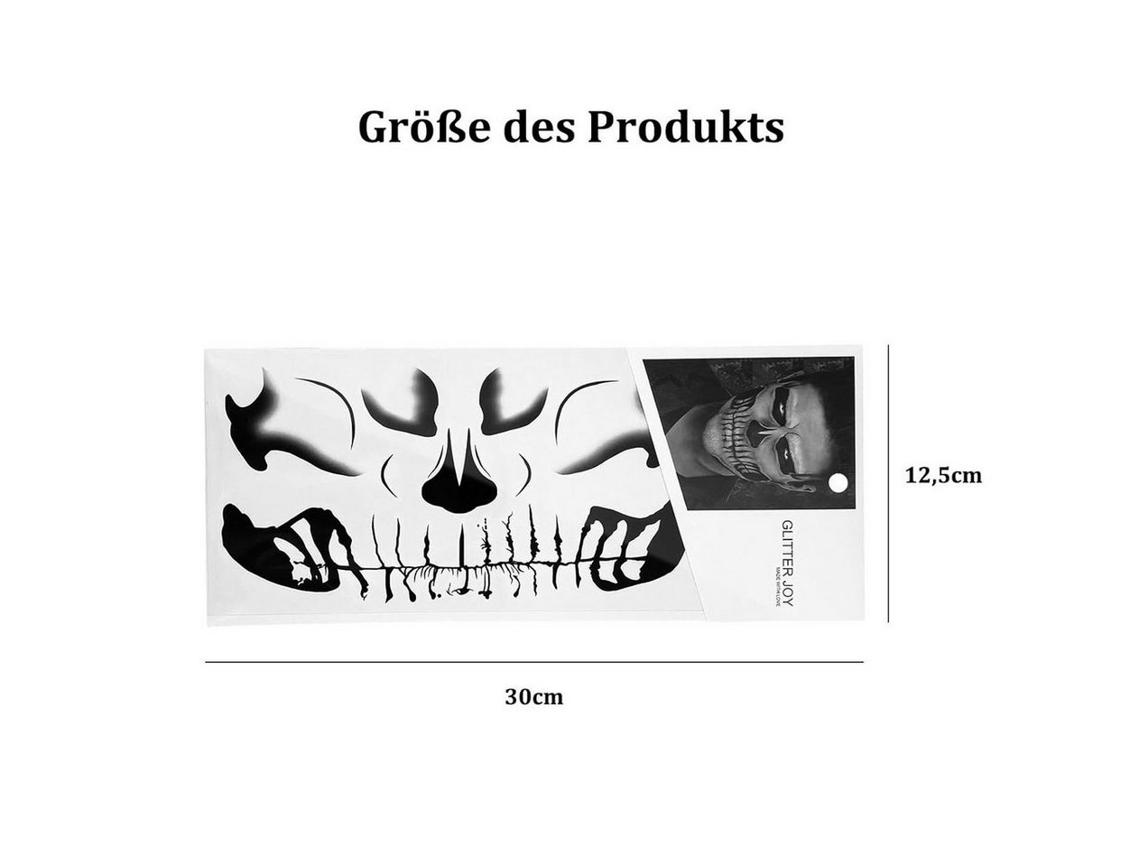 Metamorph Theaterschminke Skelett Klebetattoo Aufkleber, Tattookleber machen Dein Gesicht denkbar einfach zu einem Totenschäde Bild 2