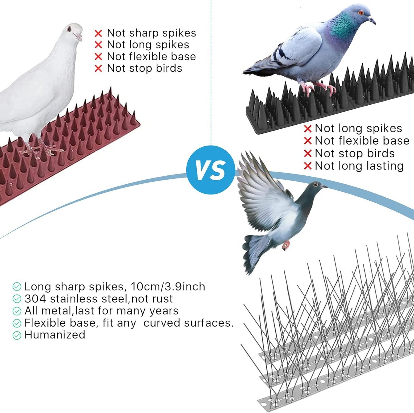 FELIXLEO Vogelpfeife Vogelspikes für Tauben 3 m Edelstahl Zaunspikes kleine Vögel, (1-St) Bild 2