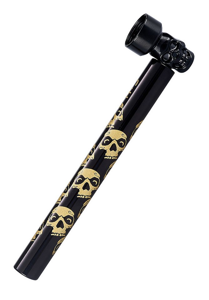 CHAMP HIGH Handpfeife TABAKPFEIFE SKULL 12,5cm aus Glas mit 5 Sieben Glaspfeife 386 (Gold), Rauchpfeife mini Pfeife Tabak Pipe Siebe Bild 4