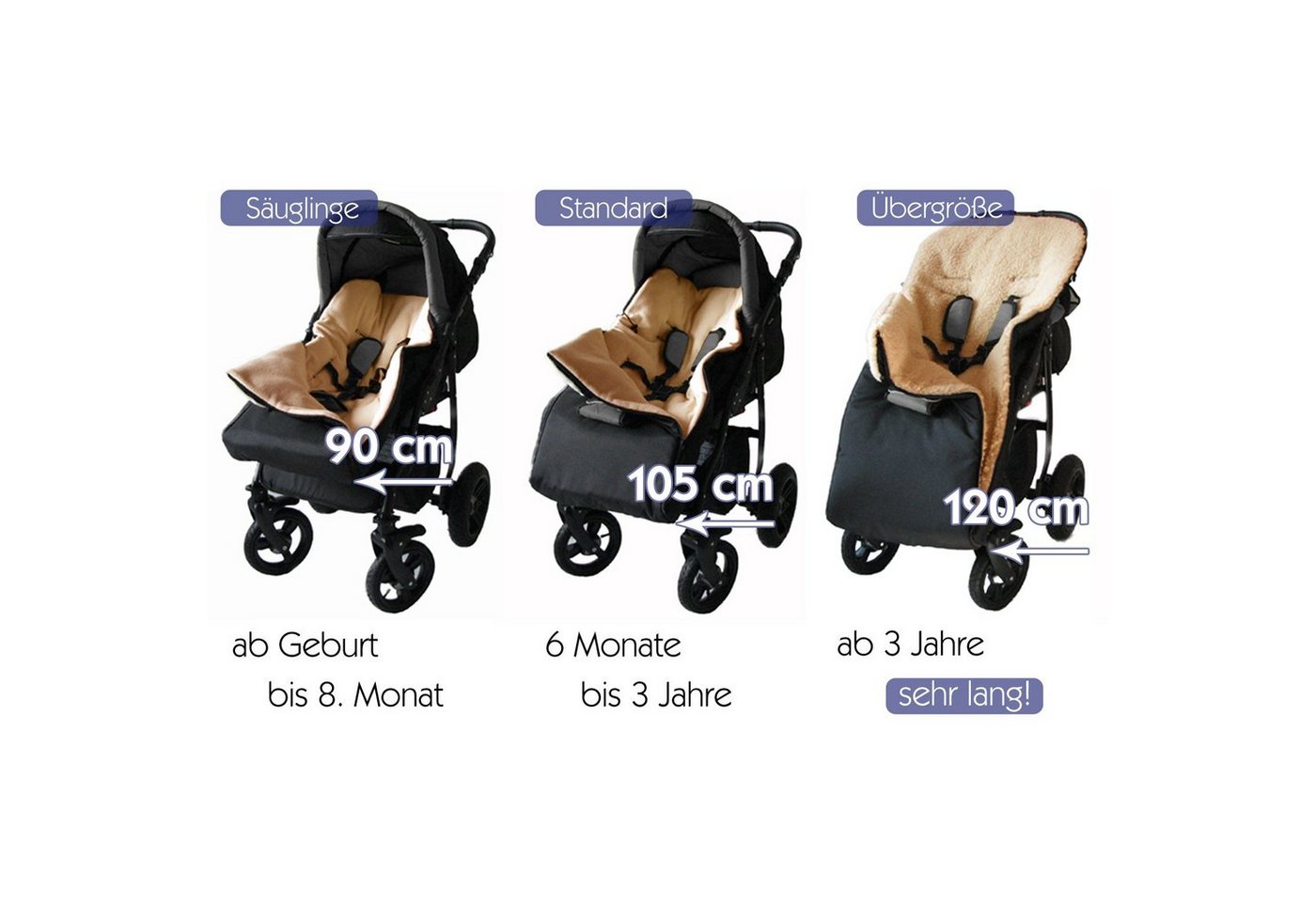 Baby-Joy Fußsack KAI XL 105cm Lammwolle Winterfußsack Thermo Babyfußsack 6 Mon - 3 Jahr, Wetterfest, Thermo-warm und Ultraweich Bild 5