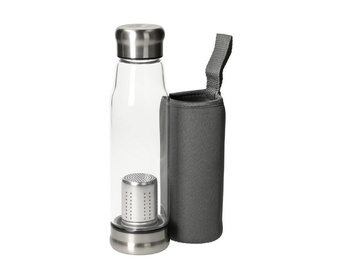 elasto Trinkflasche 0,5 L Wasserflasche aus Glas mit Silikondichtung, Glasflasche, Teeflasche, ToGo, Arbeit, Schule, Schraubverschluss Bild 3