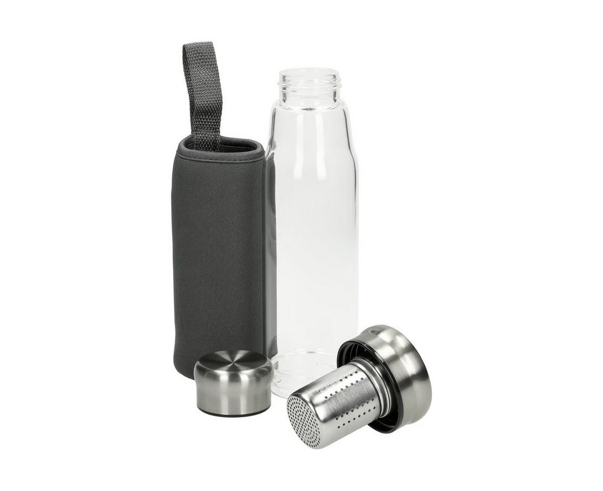 elasto Trinkflasche 0,5 L Wasserflasche aus Glas mit Silikondichtung, Glasflasche, Teeflasche, ToGo, Arbeit, Schule, Schraubverschluss Bild 4