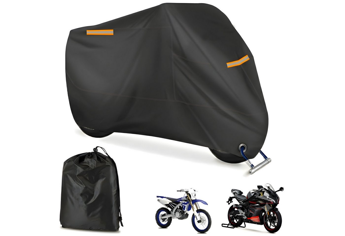 AIMAX Fahrradschutzhülle Fahrradabdeckung XXXL Wetterfest Wasserdicht 265*105*125cm Faltgarage (210D Polyester Gewebe Outdoor Schutzplane mit UV- & PU-Beschichtung, Fahrradplane Regenschutz mit Schlosslöcher, Fahrrad Abdeckplane), für 1-2 Fahrräder, Motorräder, E-Bikes und Roller geeignet