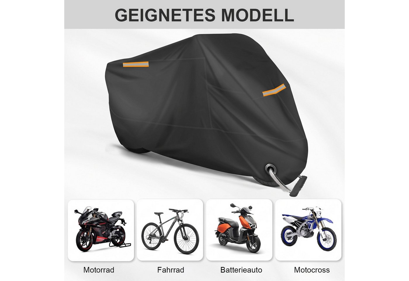 AIMAX Fahrradschutzhülle Fahrradabdeckung XXXL Wetterfest Wasserdicht 265*105*125cm Faltgarage (210D Polyester Gewebe Outdoor Schutzplane mit UV- & PU-Beschichtung, Fahrradplane Regenschutz mit Schlosslöcher, Fahrrad Abdeckplane), für 1-2 Fahrräder, Motorräder, E-Bikes und Roller geeignet Bild 2