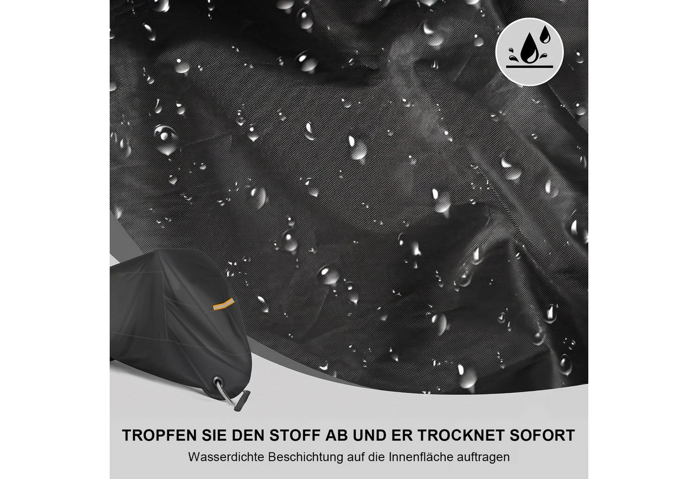 AIMAX Fahrradschutzhülle Fahrradabdeckung XXXL Wetterfest Wasserdicht 265*105*125cm Faltgarage (210D Polyester Gewebe Outdoor Schutzplane mit UV- & PU-Beschichtung, Fahrradplane Regenschutz mit Schlosslöcher, Fahrrad Abdeckplane), für 1-2 Fahrräder, Motorräder, E-Bikes und Roller geeignet Bild 4