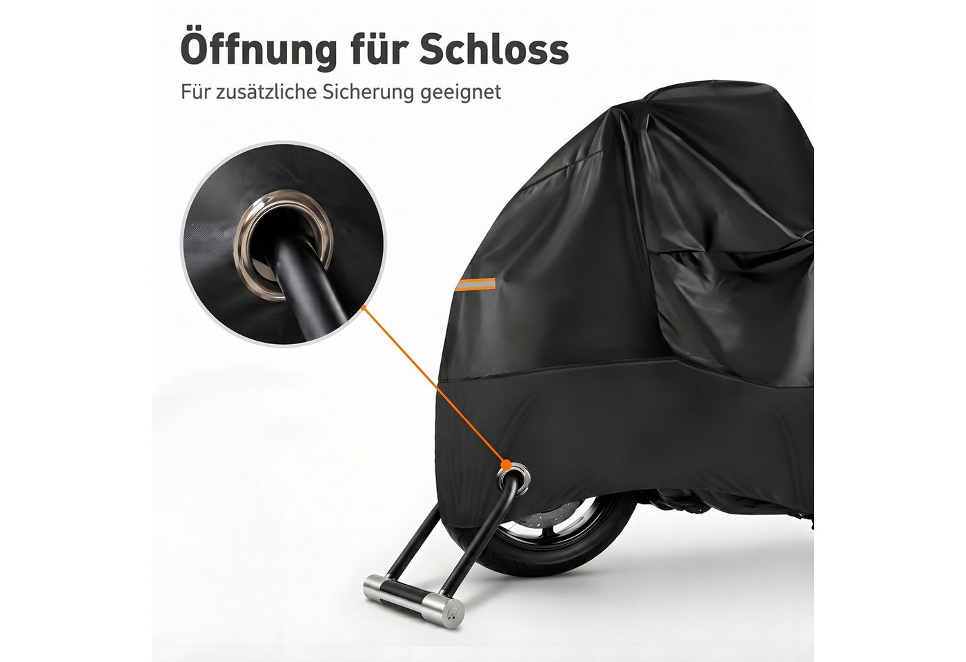 AIMAX Fahrradschutzhülle Fahrradabdeckung XXXL Wetterfest Wasserdicht 265*105*125cm Faltgarage (210D Polyester Gewebe Outdoor Schutzplane mit UV- & PU-Beschichtung, Fahrradplane Regenschutz mit Schlosslöcher, Fahrrad Abdeckplane), für 1-2 Fahrräder, Motorräder, E-Bikes und Roller geeignet Bild 5