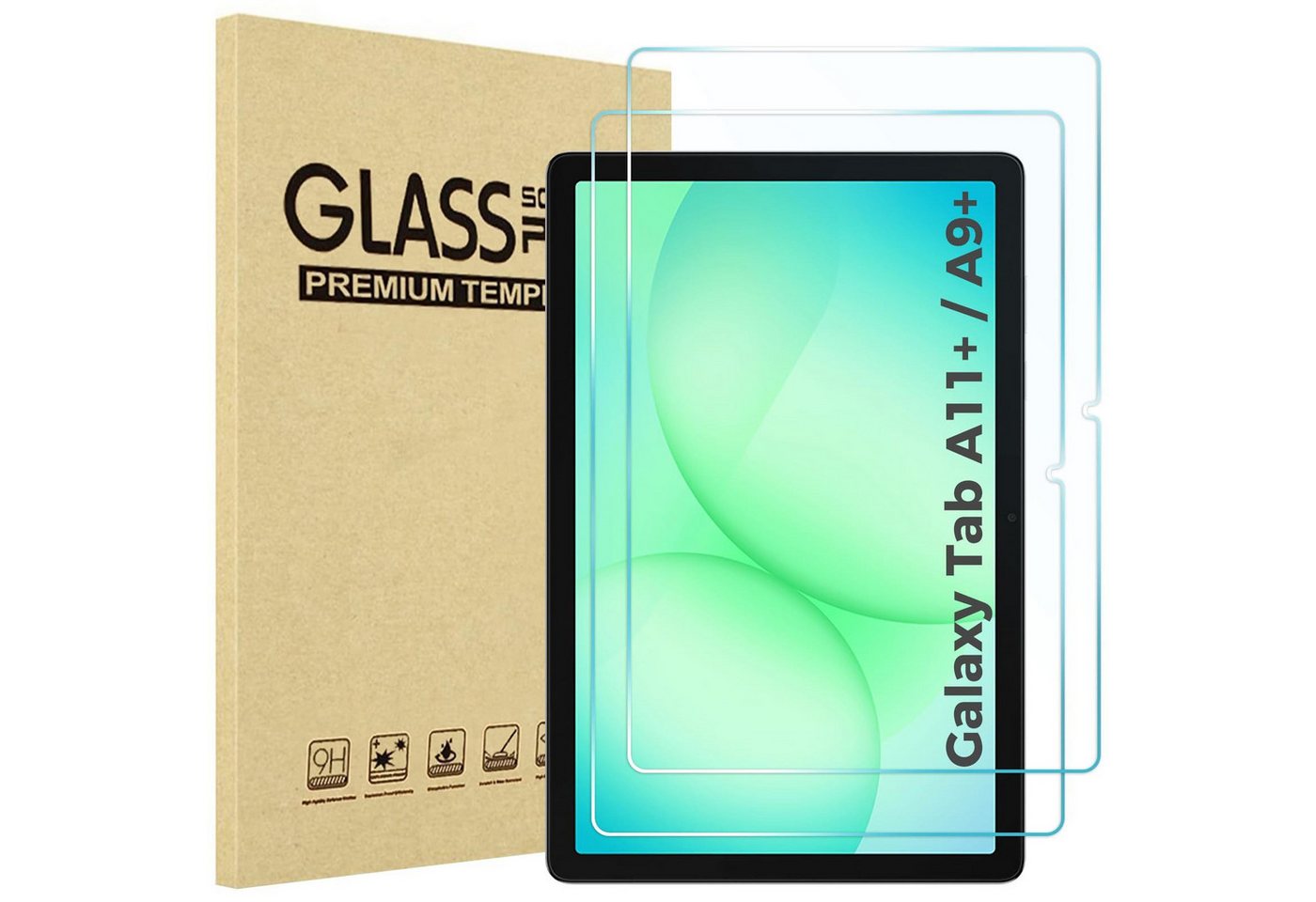 Fyrove Schutzfolie Panzerglas für Samsung Galaxy Tab A11 Plus 11 Zoll, [2 Stück], (9H Härte Gehärtetes Glas Displayschutz Schutzfolie, Blasenfrei, Anti-Kratzer Displayschutzfolie), Kompatibel mit Galaxy Tab A11+ (SM-X230 / SM-X236)