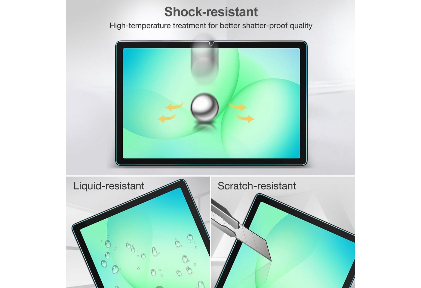 Fyrove Schutzfolie Panzerglas für Samsung Galaxy Tab A11 Plus 11 Zoll, [2 Stück], (9H Härte Gehärtetes Glas Displayschutz Schutzfolie, Blasenfrei, Anti-Kratzer Displayschutzfolie), Kompatibel mit Galaxy Tab A11+ (SM-X230 / SM-X236) Bild 2