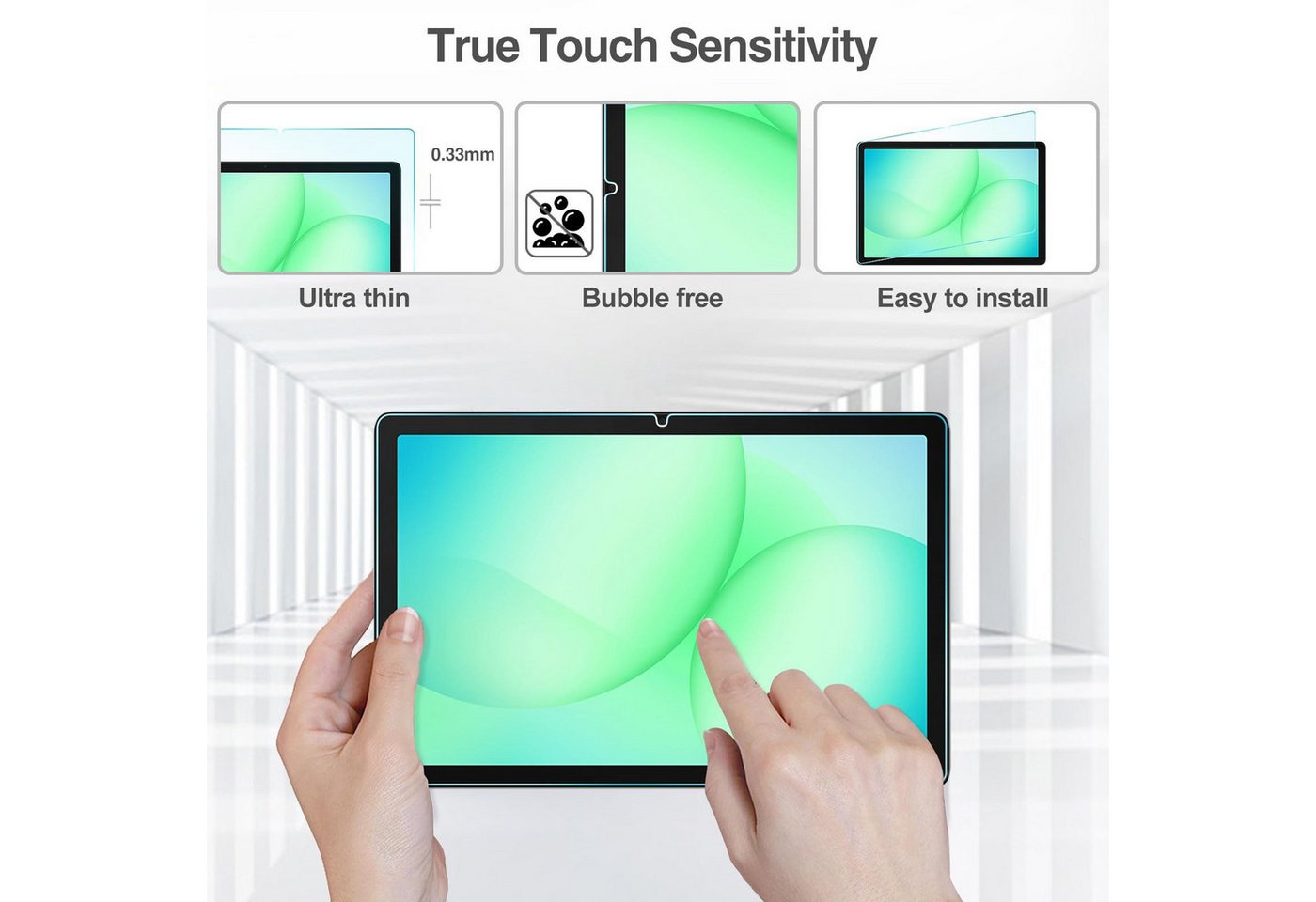 Fyrove Schutzfolie Panzerglas für Samsung Galaxy Tab A11 Plus 11 Zoll, [2 Stück], (9H Härte Gehärtetes Glas Displayschutz Schutzfolie, Blasenfrei, Anti-Kratzer Displayschutzfolie), Kompatibel mit Galaxy Tab A11+ (SM-X230 / SM-X236) Bild 5