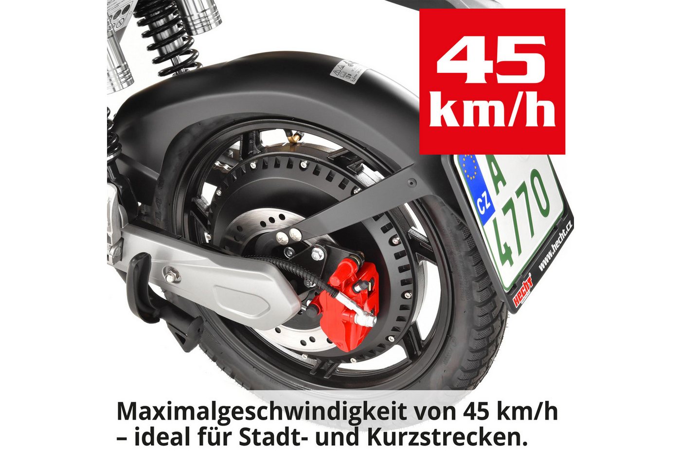 Hecht E-Mofaroller BETIS Silver 48V Lithium-Akku bürstenloser Motor, 45 km/h, mit Straßenzulassung Scheibenbremsen Pedalantrieb LED Bild 3