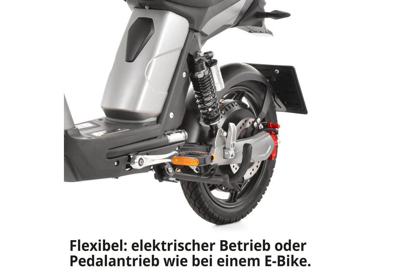 Hecht E-Mofaroller BETIS Silver 48V Lithium-Akku bürstenloser Motor, 45 km/h, mit Straßenzulassung Scheibenbremsen Pedalantrieb LED Bild 5