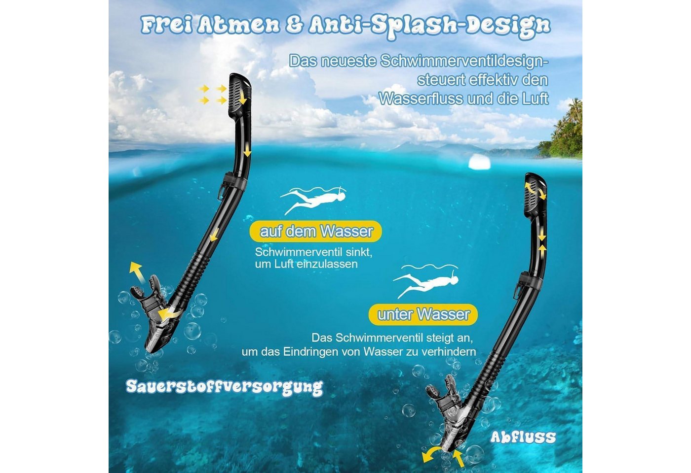 LuxusKollektion Tauchset Schnorchelset Erwachsene Taucherbrille Trocken Schnorchel Gehärtetes Bild 4