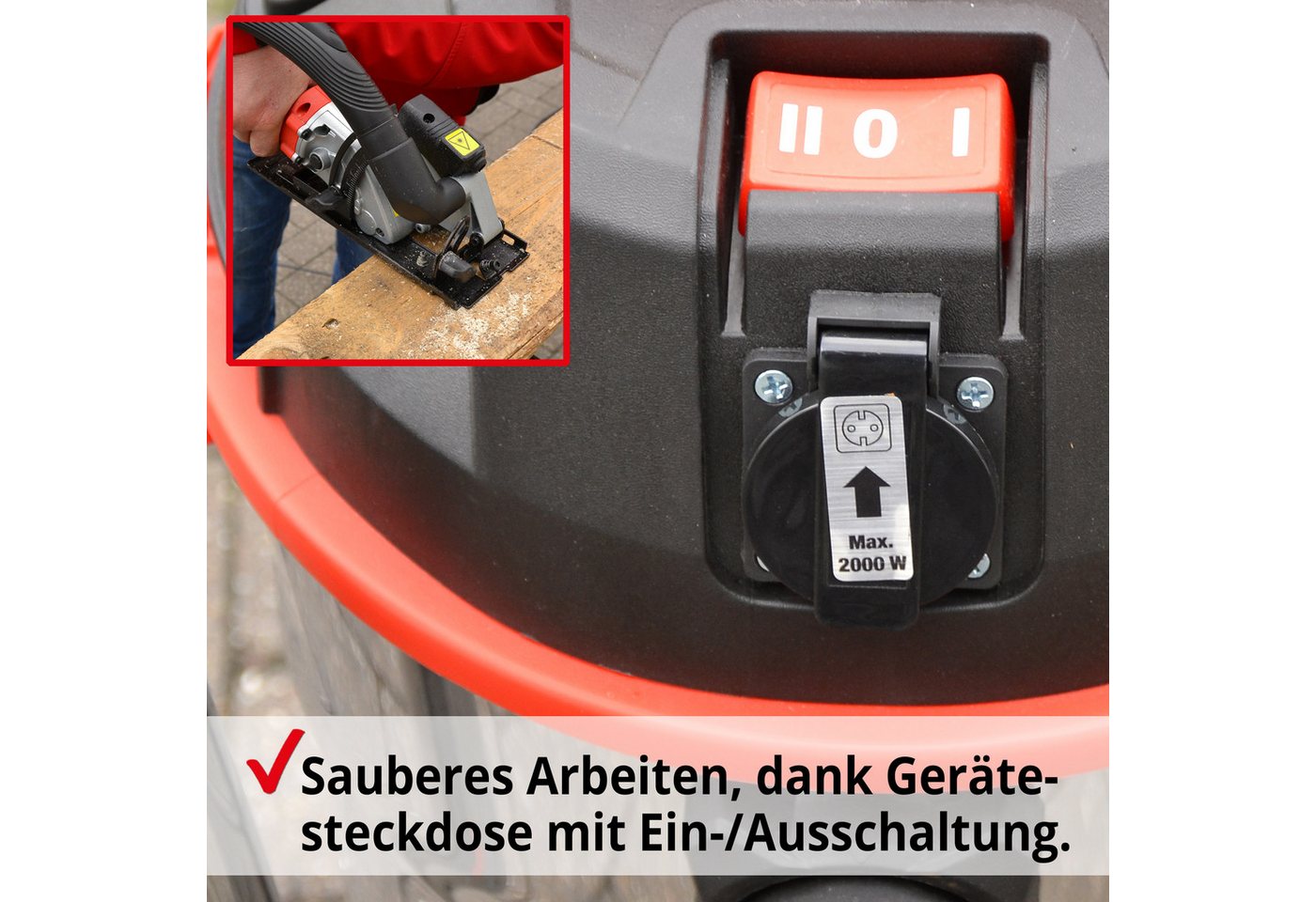 Hecht Industriesauger Nass-/Trockensauger 8335 Z mit Zubehör, 1400 W, Mit Beutel, 35L Behälter, 18 Kpa, Blasfunktion Bild 3