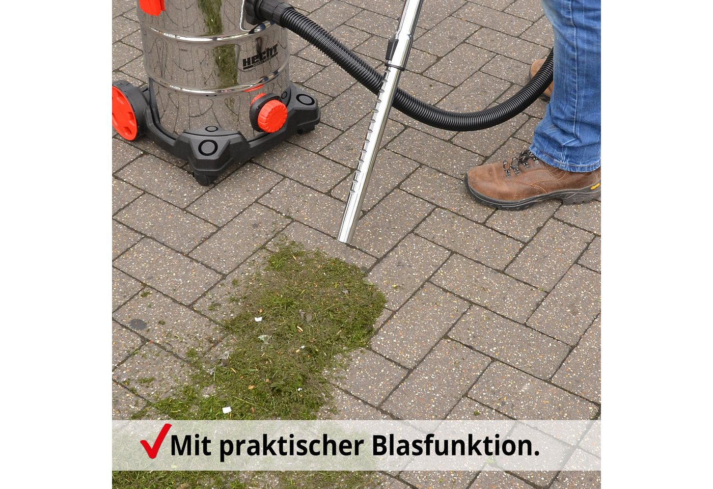 Hecht Industriesauger Nass-/Trockensauger 8335 Z mit Zubehör, 1400 W, Mit Beutel, 35L Behälter, 18 Kpa, Blasfunktion Bild 4