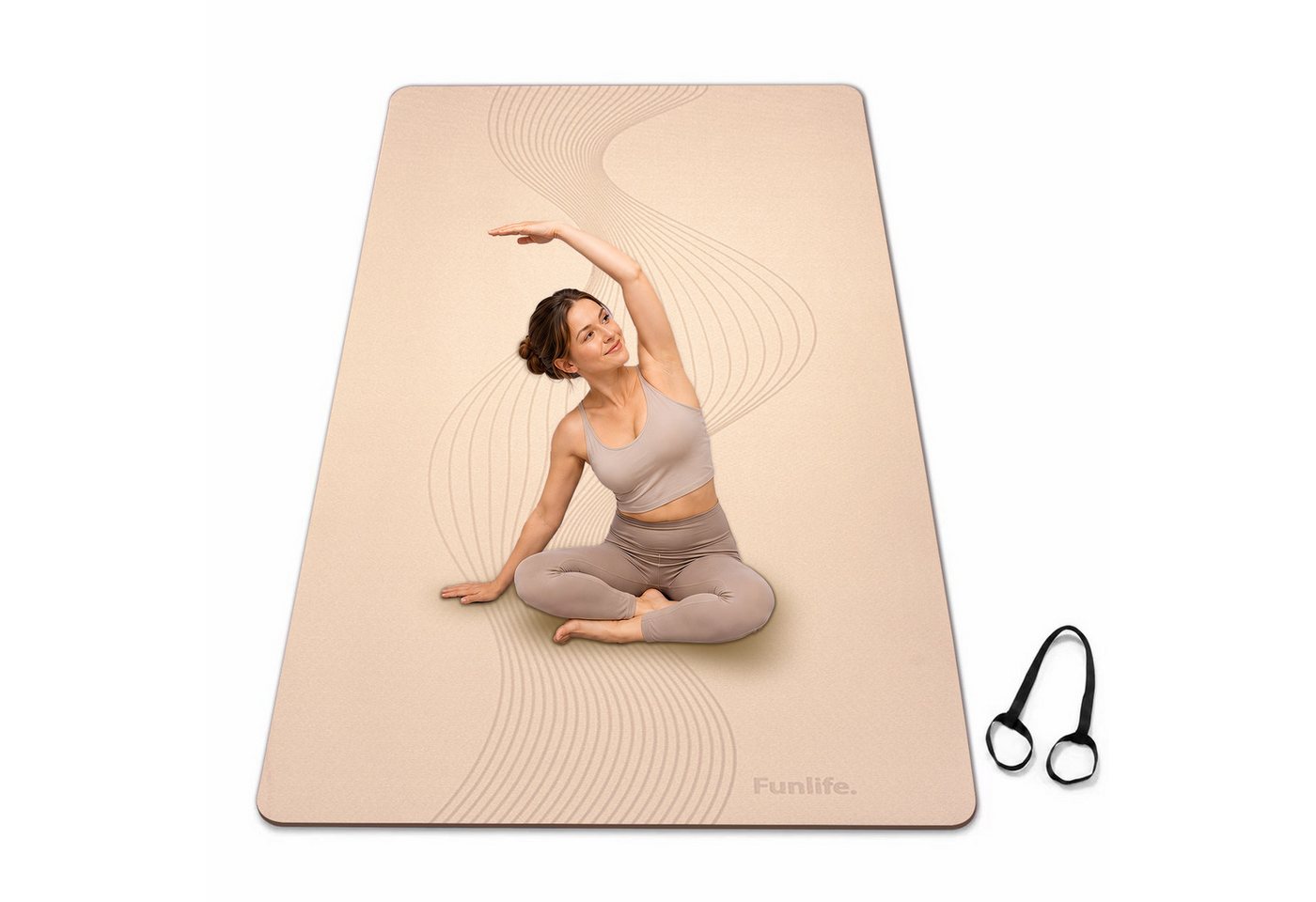 FunLife Yogamatte EXTRA WIDE 80 CM – einzeln oder mit 3 Widerstandsbändern (Set, Yogamatte, Tragegurt), extra breit, 8 mm gepolstert, rutschhemmend Bild 4