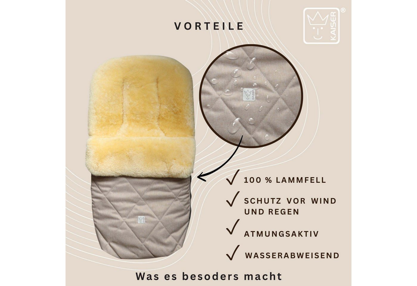 Kaiser Fußsack Coosy Lammfell Kinderwagen Fußsack
