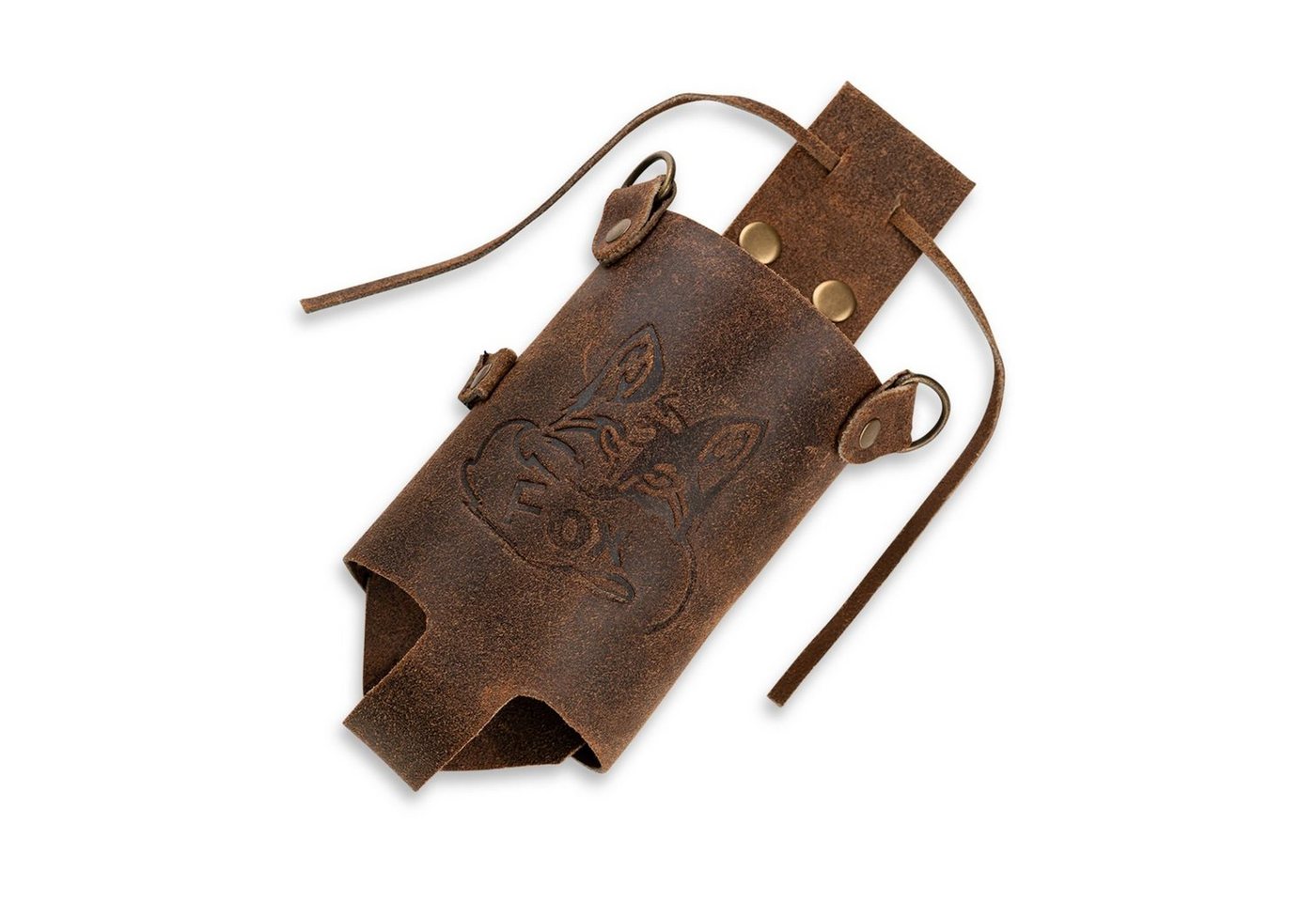 BLACK FOREST FOX Bierflaschenhalter Flaschenhalter HOLLY Lederholster m. Schulterriemen vint. braun Leder, (1-St)