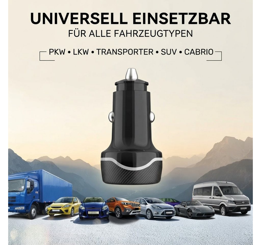 Fyrove Zigarettenanzünder-Verteiler Auto Ladegerät USB, KFZ Ladegerät (kompatibel mit Apple Find My (nur iOS), USB-C, USB 3.0 Typ A zu AV OUT/Digital, 2 USB Ladeanschlüsse Bild 5
