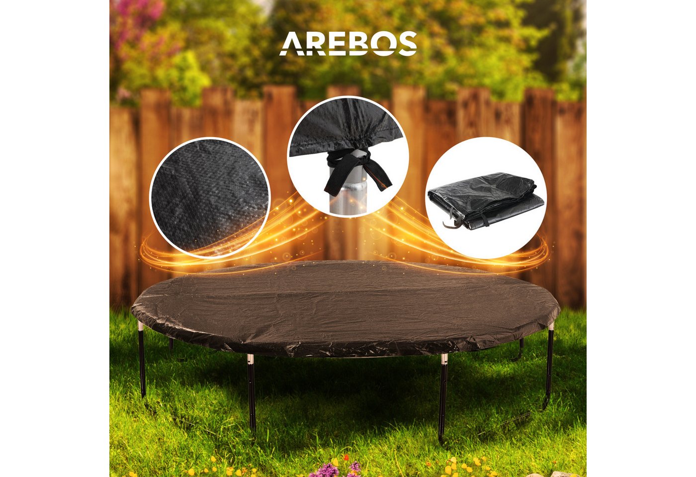 Arebos Trampolin-Abdeckplane UV-beständig, Witterungsfest, Regenschutz, Staubschutz (Packung) Bild 5