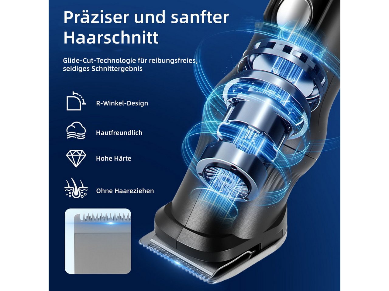HATTEKER Bartschneider HT-6503, Haarschneider, Rasierer & Nasenhaartrimmer, 3-in-1 Herren-Pflegeset Bild 4