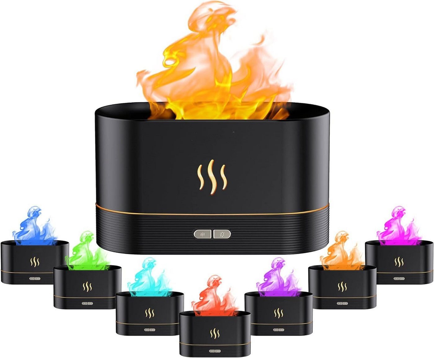 AURIVION Luftentfeuchter 3-in-1 Flammen Luftbefeuchter 180ml mit Aroma Diffuser, für 125 m³ Räume, Entfeuchtung 0,36 l/Tag, Tank 0,18 l, Aromadiffusor mit 7 Farben, Flammennebel & Auto-Abschaltung Bild 3